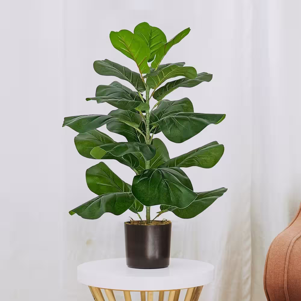 None 30 in. Ficus Lyrata Fake Plant - Artificial Plants for Home Decor Indoor, Faux Plants Indoor - Artificial Potted Plants