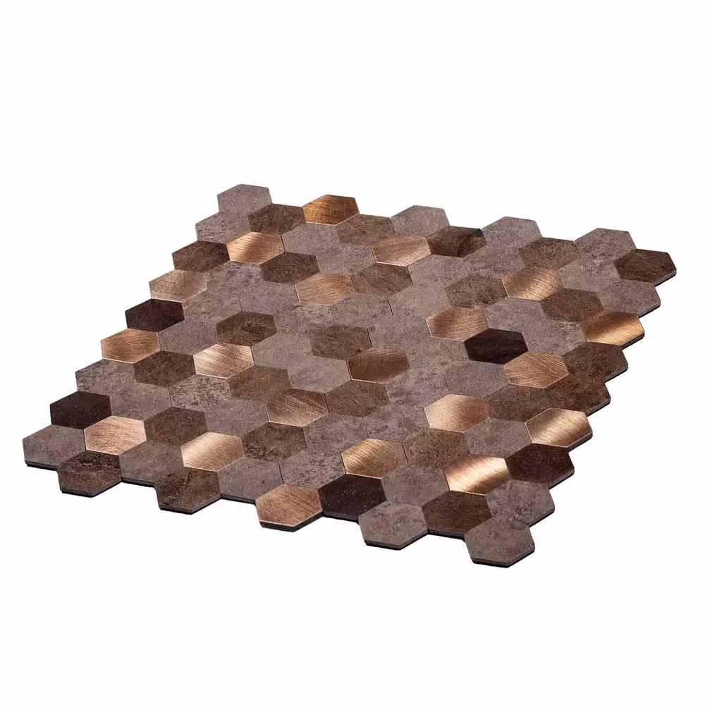 Apollo Tile Hexagon Gold Beige 11.25 in. x 11.25 in. Honed Metal Peel and Stick Tile for Kitchen and Bathroom (8.79 sq. ft./Case)