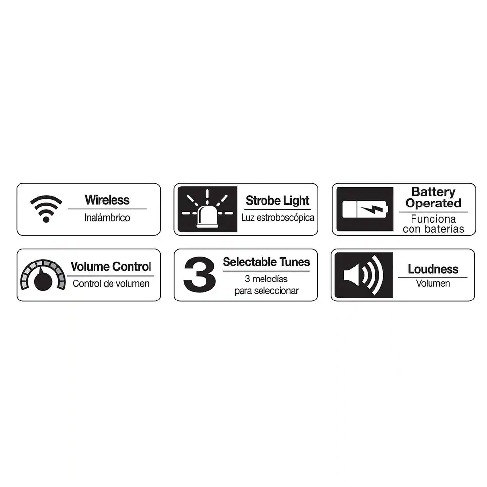 Hampton Bay Wireless Battery Operated Tabletop Doorbell Kit with LED Strobe Light and Wireless Push Button, White