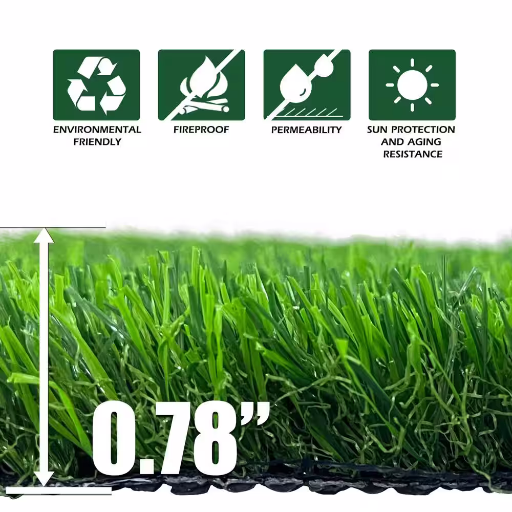 Wellco 3 ft. x 2 ft. Green Artificial Grass Carpet 0.78