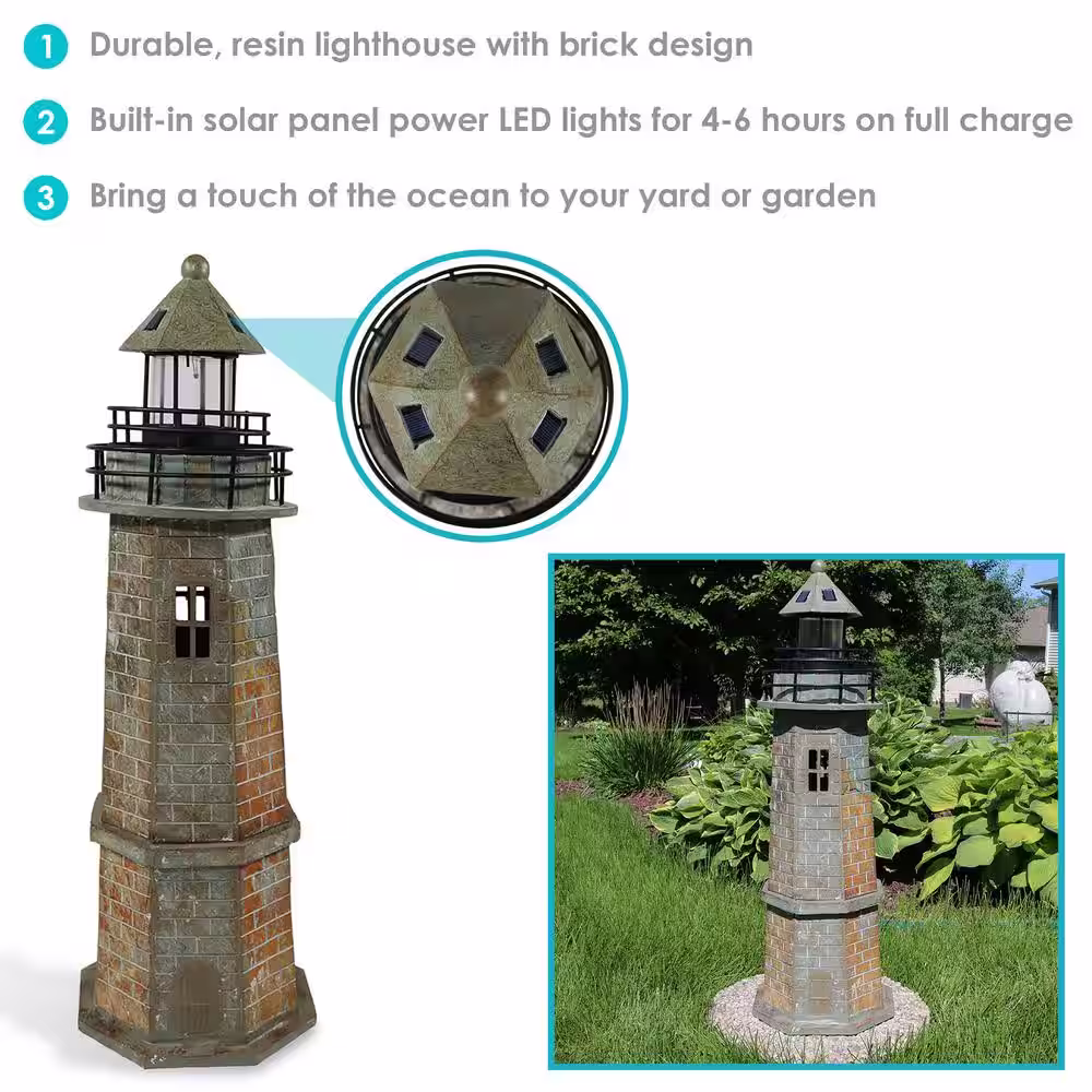 Sunnydaze Decor Solar LED Nautical Lighthouse Statue Decor