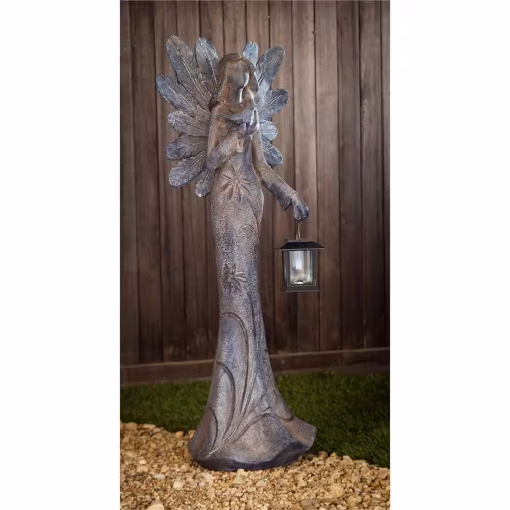Evergreen 42 in. Angel Garden Statue with Solar Lantern