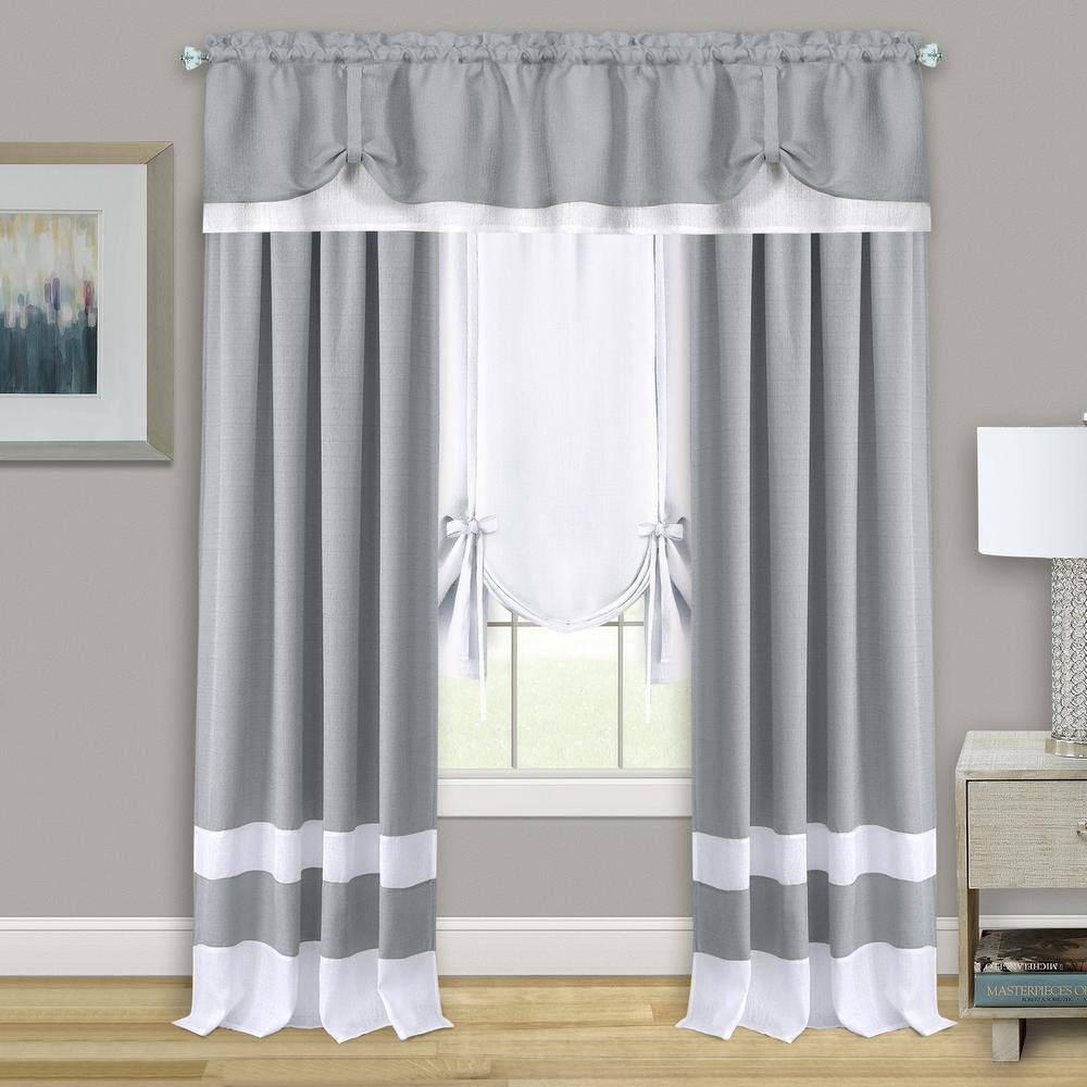 ACHIM Darcy 58 in. W x 63 in. L Polyester Light Filtering Tie-Up Window Panel in White