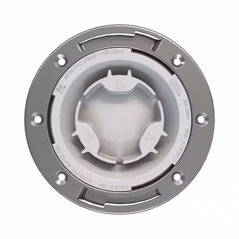 Oatey Fast Set 3 in. Outside Fit or 4 in. Inside Fit PVC Hub Toilet Flange with Test Cap and Stainless Steel Ring