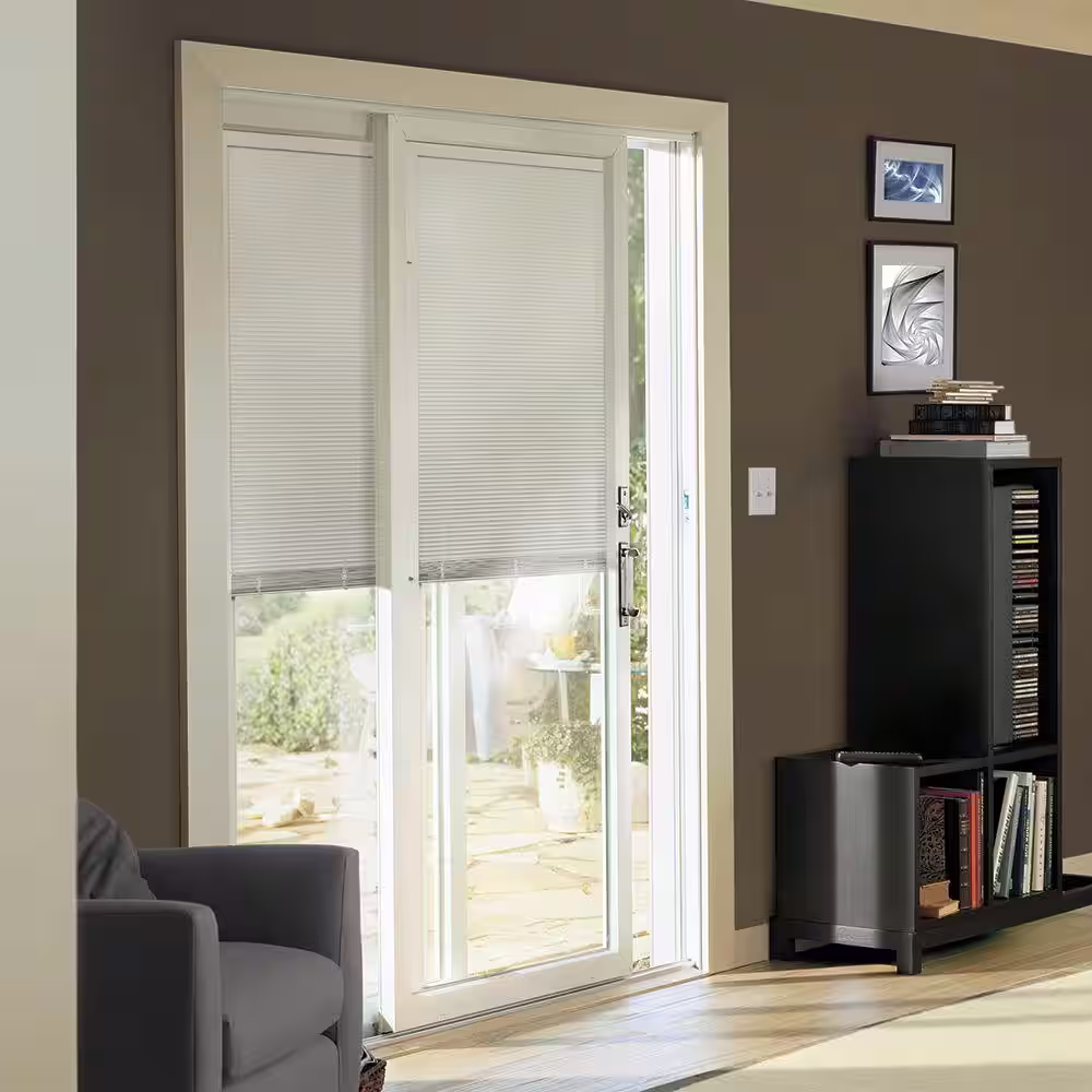 Andersen 70-1/2 in. x 79-1/2 in. 200 Series White Left-Hand Perma-Shield Gliding Patio Door w/ White Int, Moving Panel w/ Blinds
