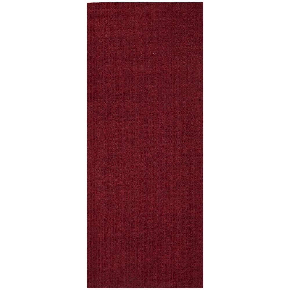 Sweet Home Stores Ribbed Waterproof Non-Slip Rubber Back Solid Runner Rug 2 ft. W x 7 ft. L Red Polyester Garage Flooring