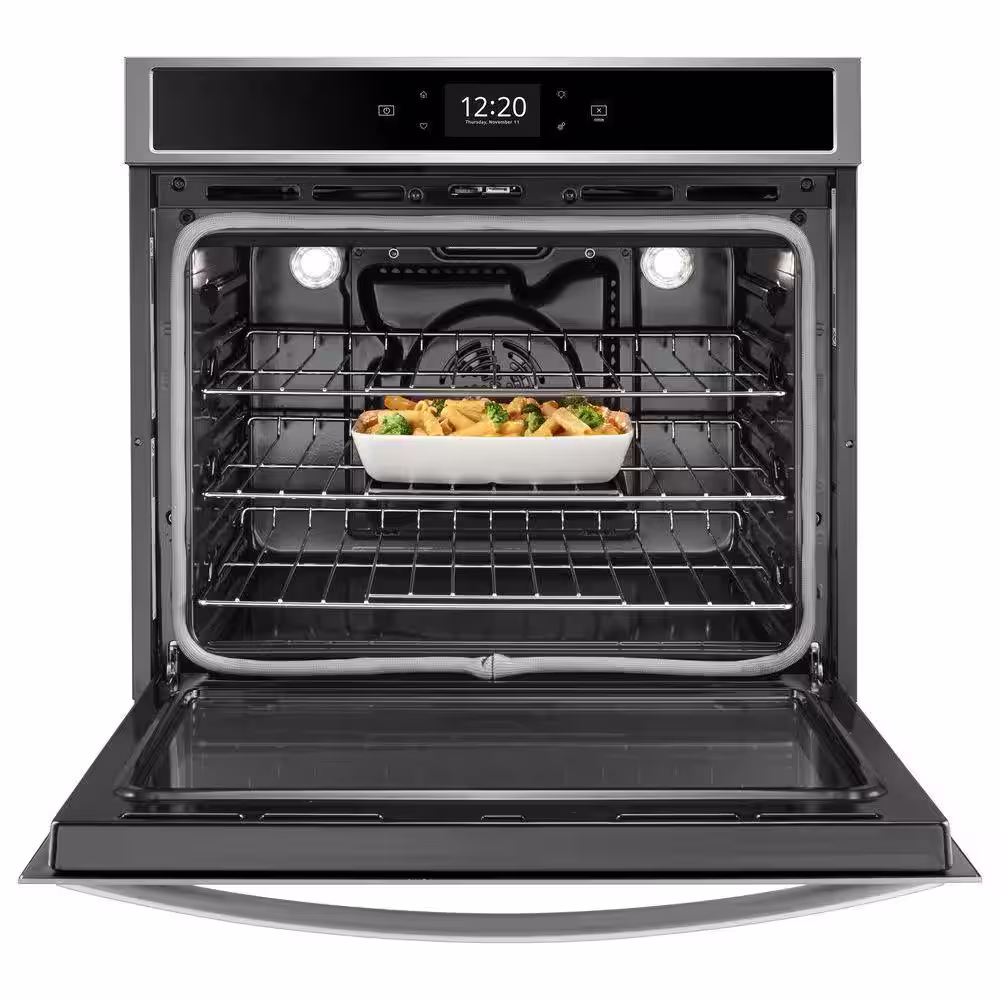 Whirlpool 27 in. Smart Single Electric Wall Oven with Air Fry, When Connexted in Black on Stainless Steel