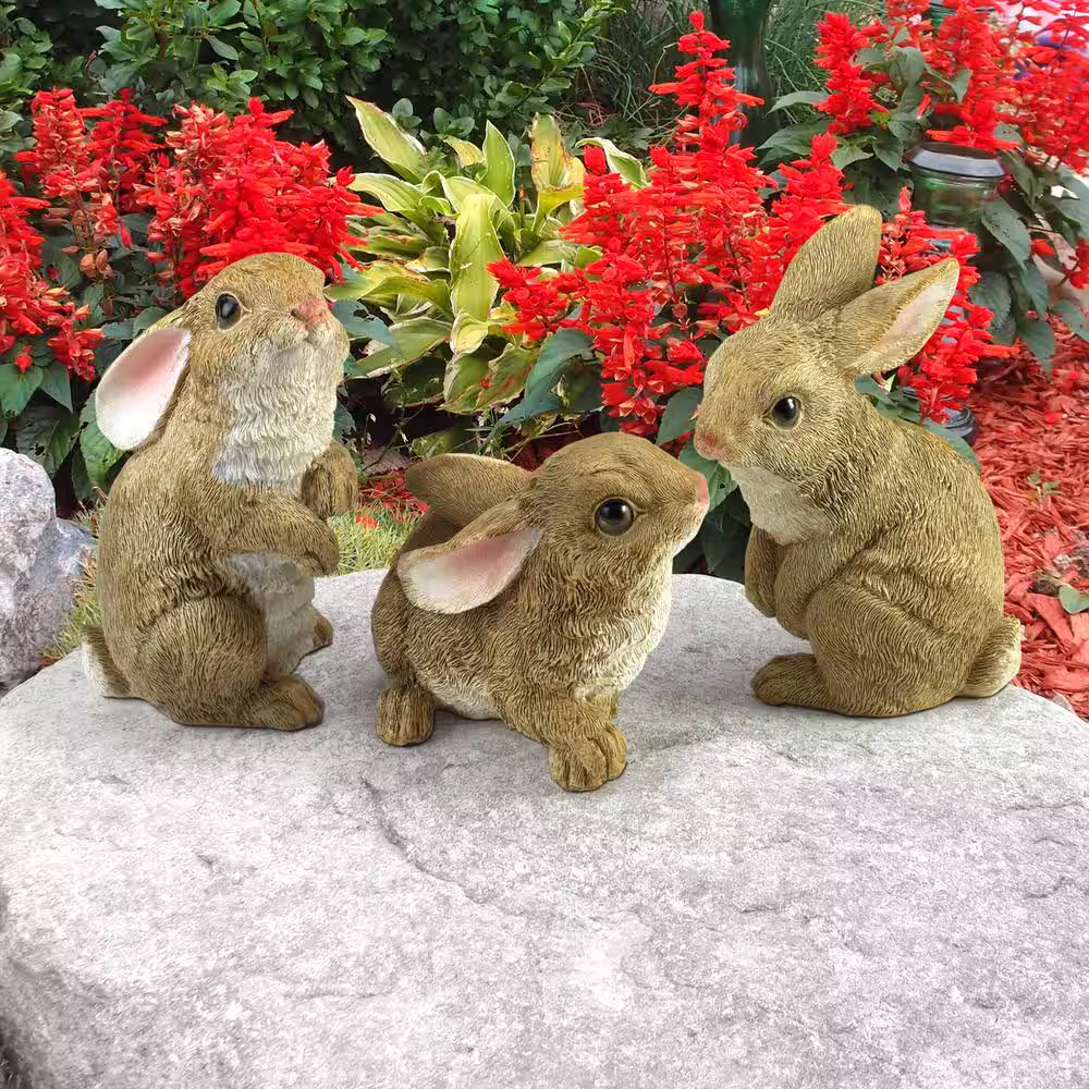 Design Toscano The Bunny Den Garden Rabbit Statue (3-Piece Set)