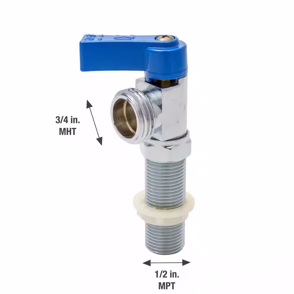 Everbilt 1/2 in. x 3/4 in. MPT x MHT Brass Quarter-Turn Washing Machine Cold Handle Valve