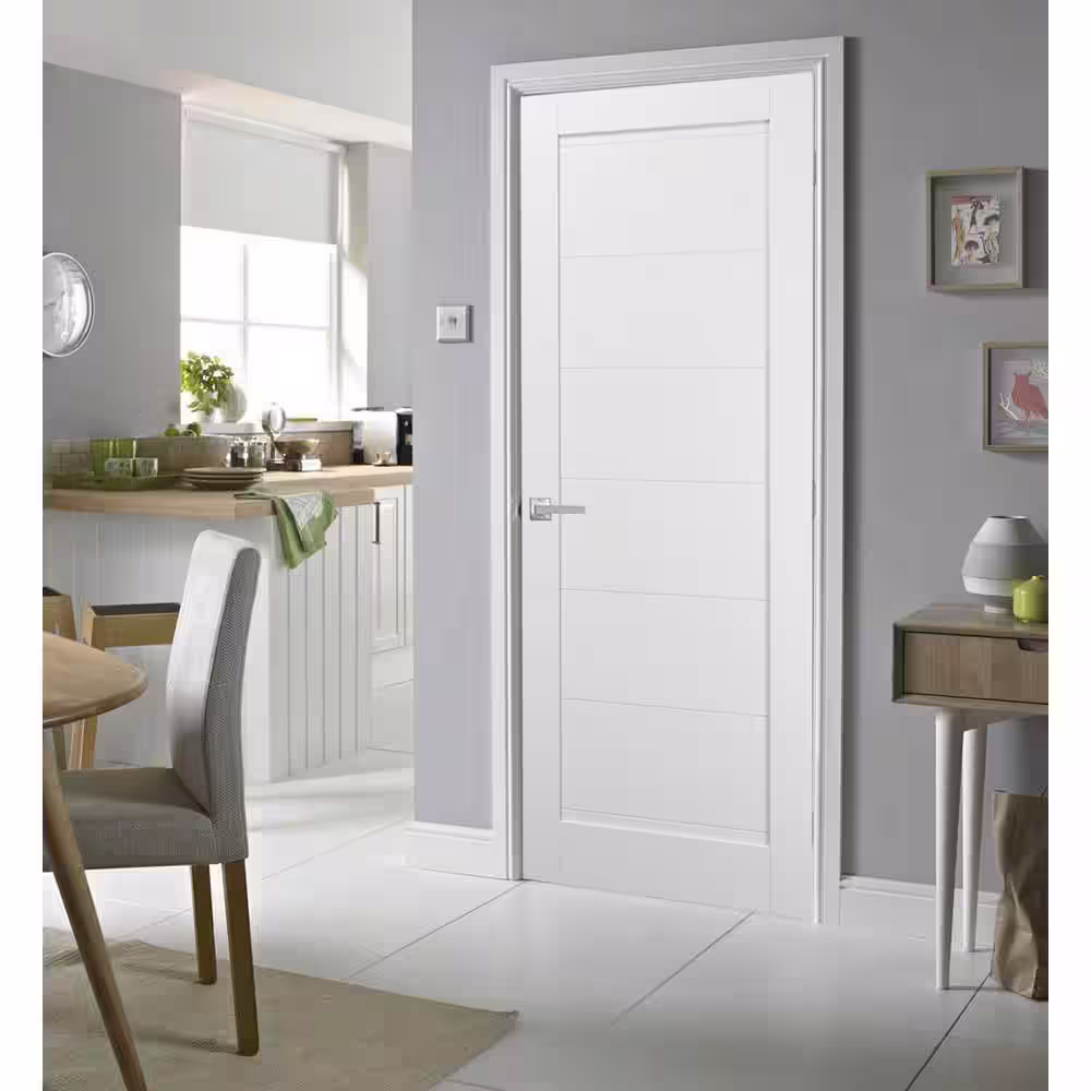 Sartodoors 36 in. x 84 in. Single Panel No Bore MDF Frosted Glass White Finished Pine Wood Interior Door Slab