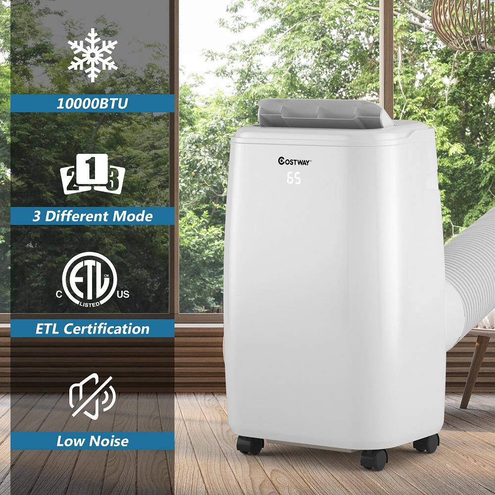 Costway 6000 BTU(DOE) 10000 BTU (ASHRAE) Portable Air Conditioner 350 sq. ft. with Dehumidifier with Remote in White