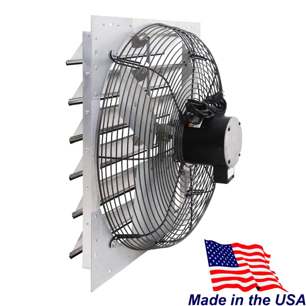 Hessaire 24 in. 4450 CFM Shutter Exhaust Fan Wall Mounted, Dual Speed