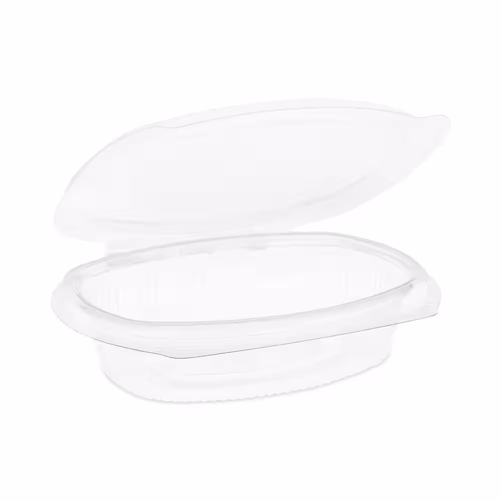 None EarthChoice 8 oz. Clear Plastic Recycled PET Hinged Container, 4.92 x 5.87 x 1.32 (200-Pack)
