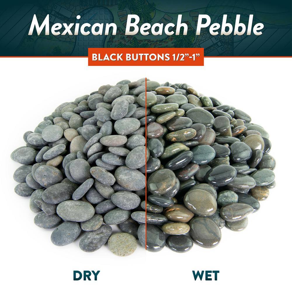 Southwest Boulder & Stone 0.25 cu. ft. 1/2 in. to 1 in. Black Buttons Mexican Beach Pebble Smooth Round Rock for Garden and Landscape Design