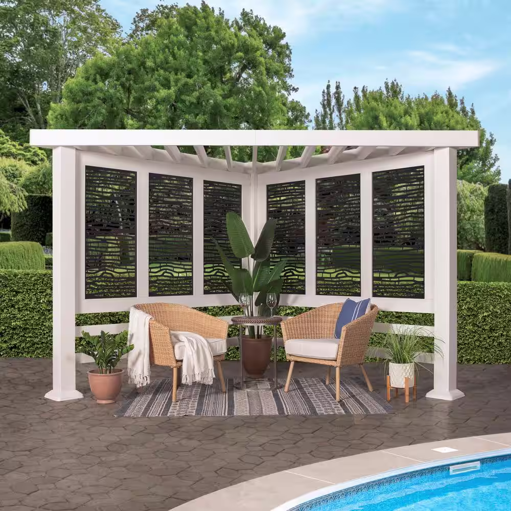 Backyard Discovery Richmond 8 ft. x 8 ft. White Steel Modern Cabana Pergola