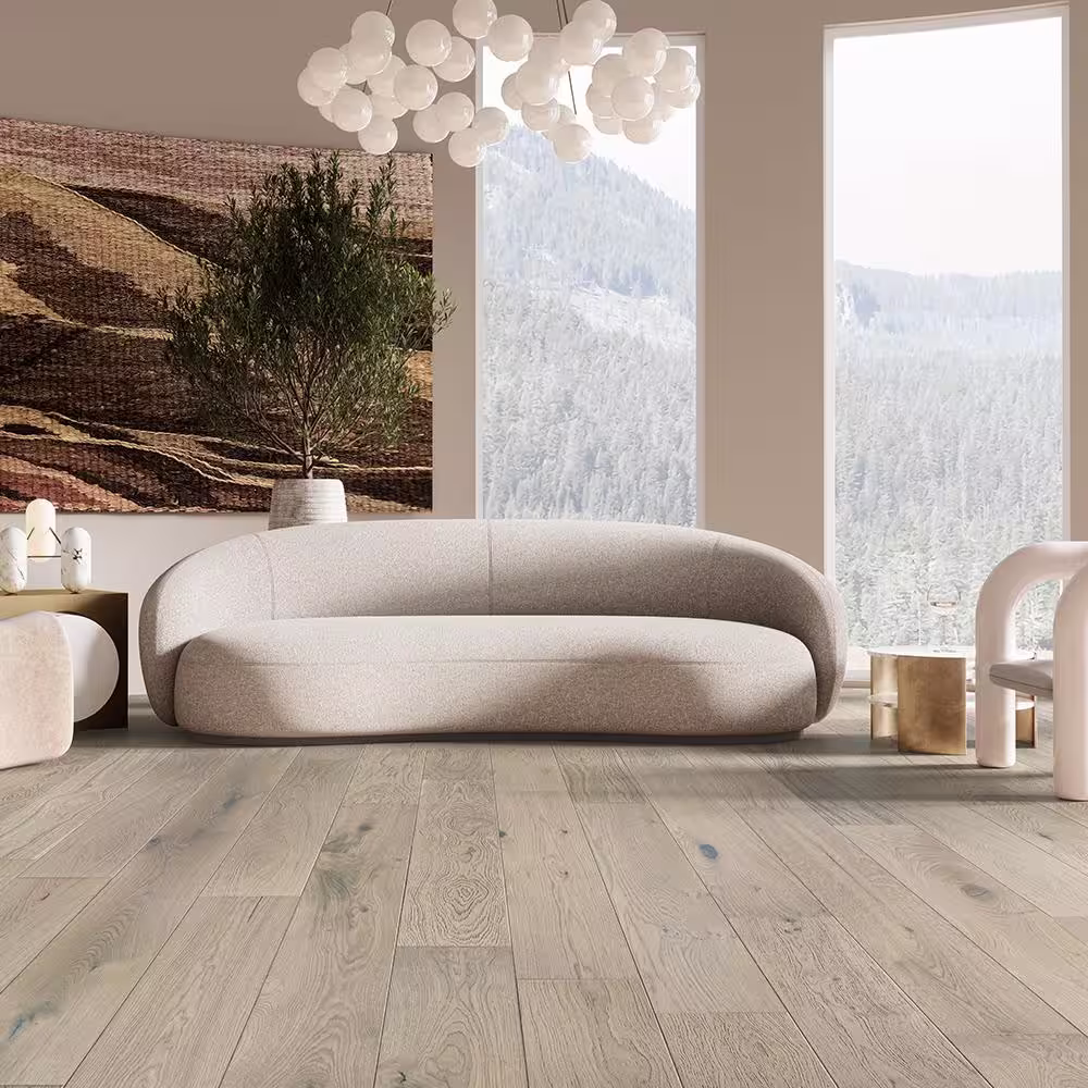 Malibu Wide Plank Moonlight French Oak 9/16 in. T x 7.5 in. W Water Resistant Wire Brushed Engineered Hardwood Flooring (23.3 sqft/case)