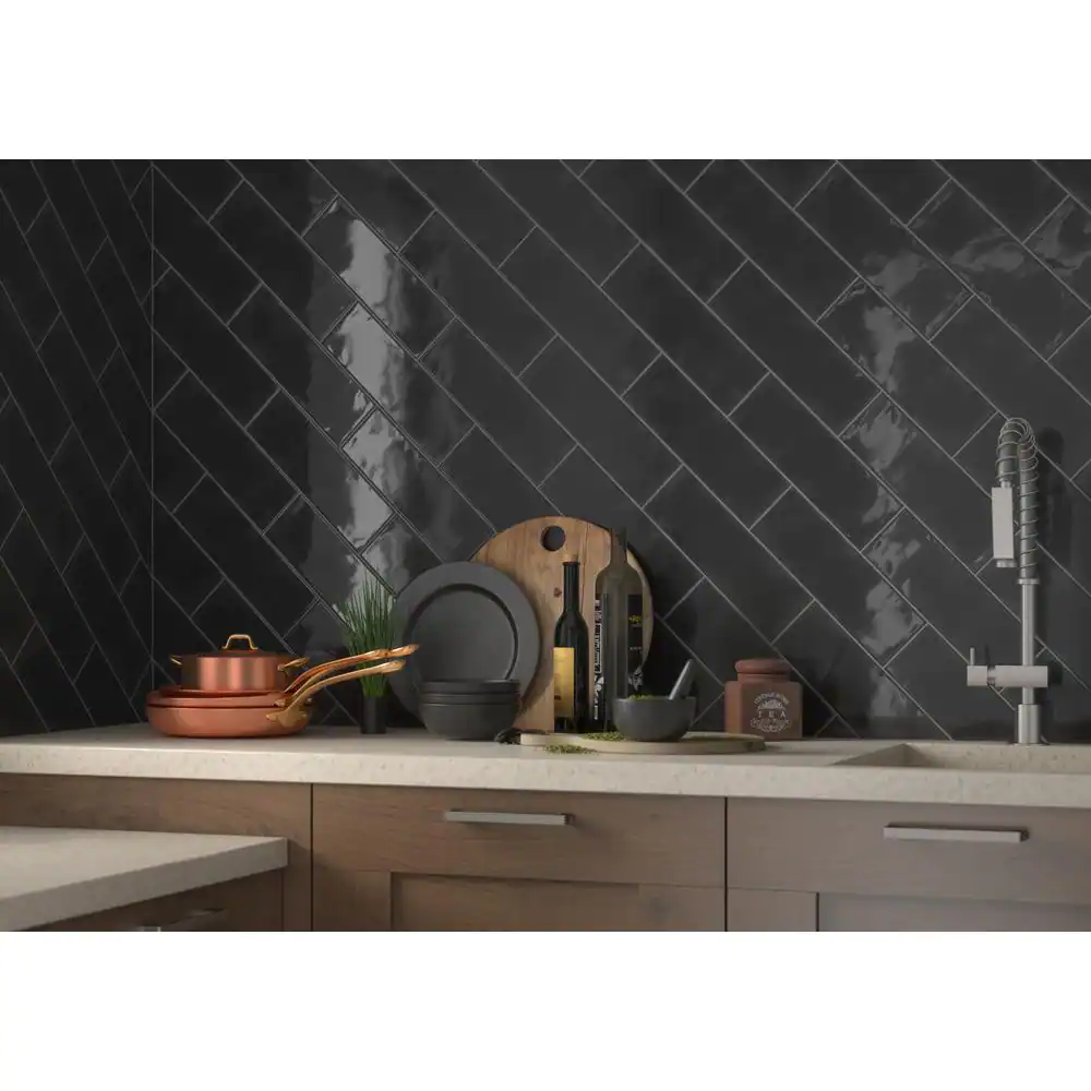 MSI Citylights Ink Subway 4 in. x 12 in. Glossy Ceramic Wall Tile (9.69 sq. ft./Case)