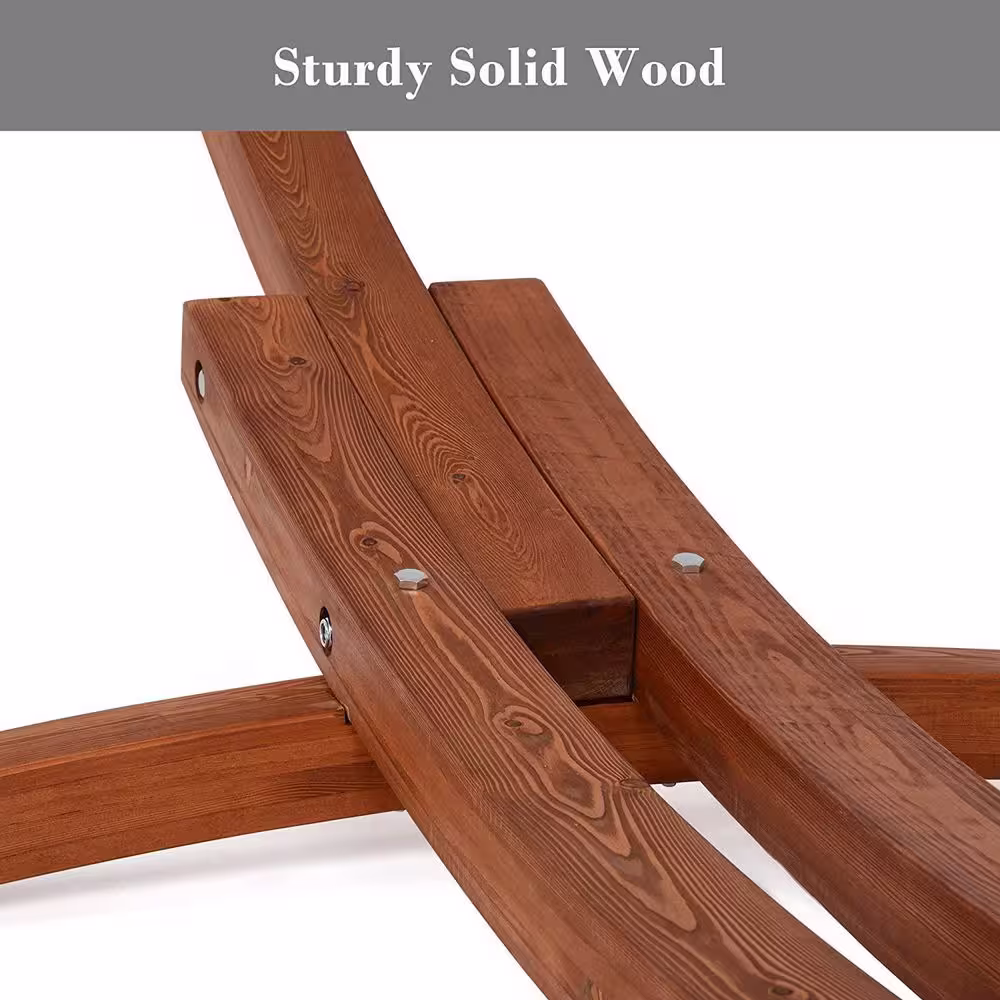 Atesun 14 ft. Wooden Hammock Stand Only, Heavy-Duty Pine Wood Arc Hammock Stand with Chains and Carabiners, 475 lbs. Capacity