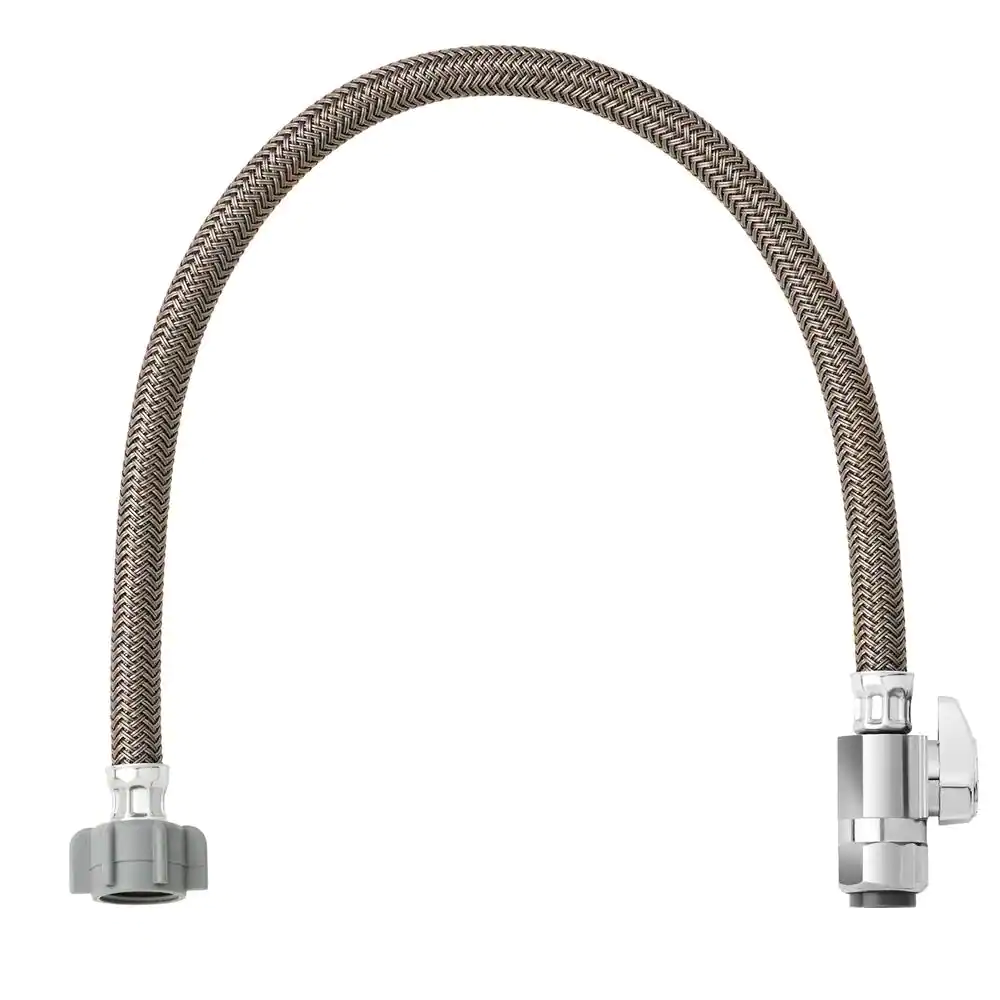 BrassCraft 1/2 in. Nominal Push Connect x 1/2 in. FIP x 20 in. SpeediOne Braided Faucet Connector and 1/4-Turn Straight Valve