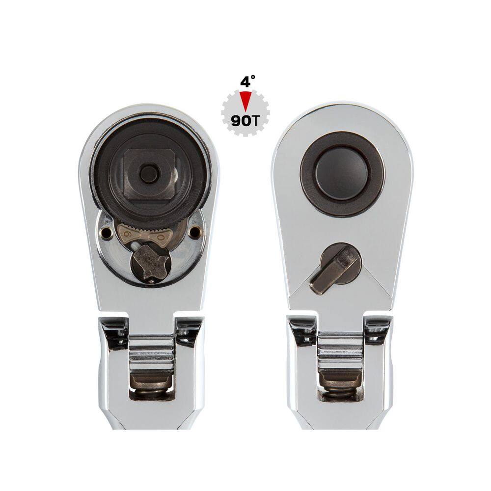 TEKTON 1/4,3/8,1/2 in. Drive Flex Head Quick-Release Ratchet Set (4-Piece)