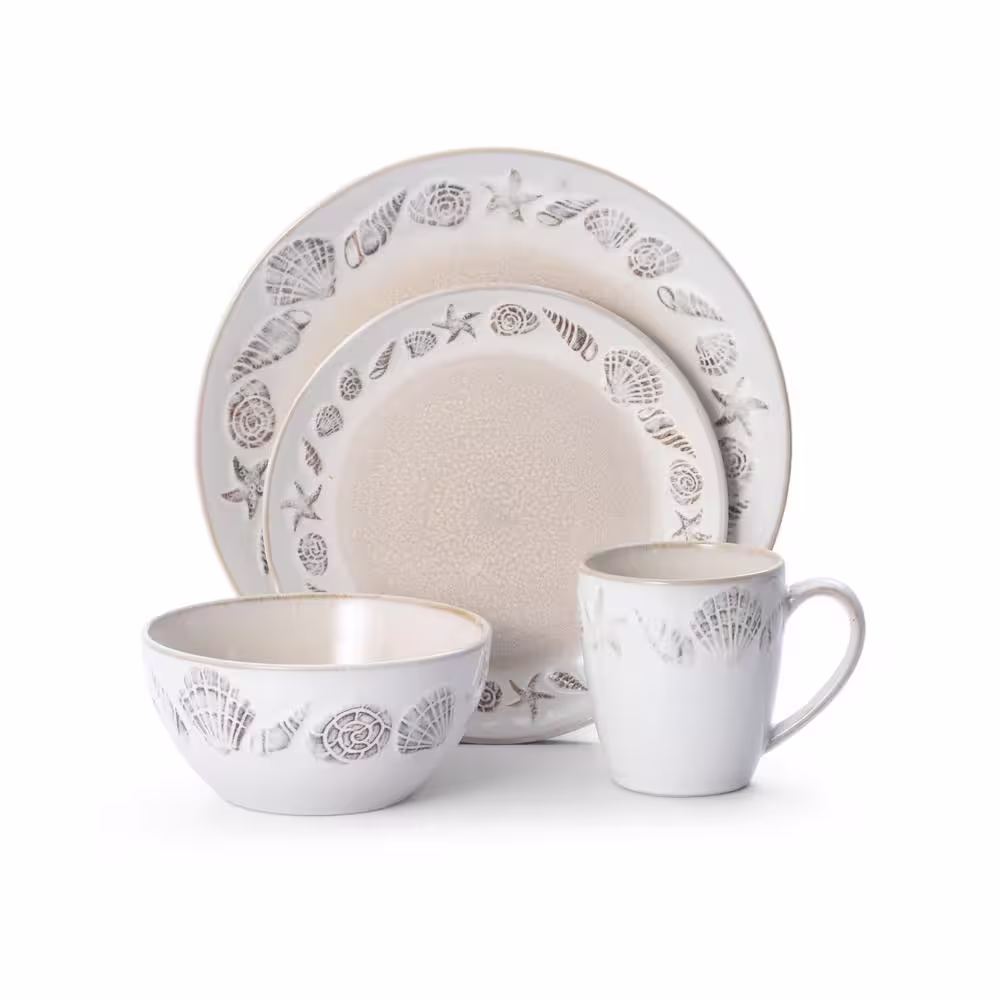 Pfaltzgraff 16-Piece Panama Coastal Beige Stoneware Dinnerware Set (Service For 4)