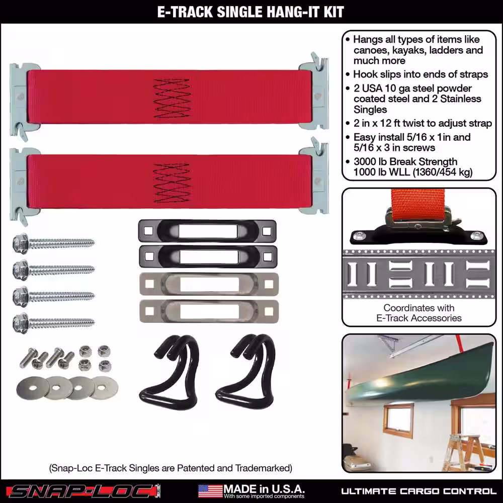 SNAP-LOC 12 in. x 2 in. E-Track Strap Kit with Hooks and Fasteners