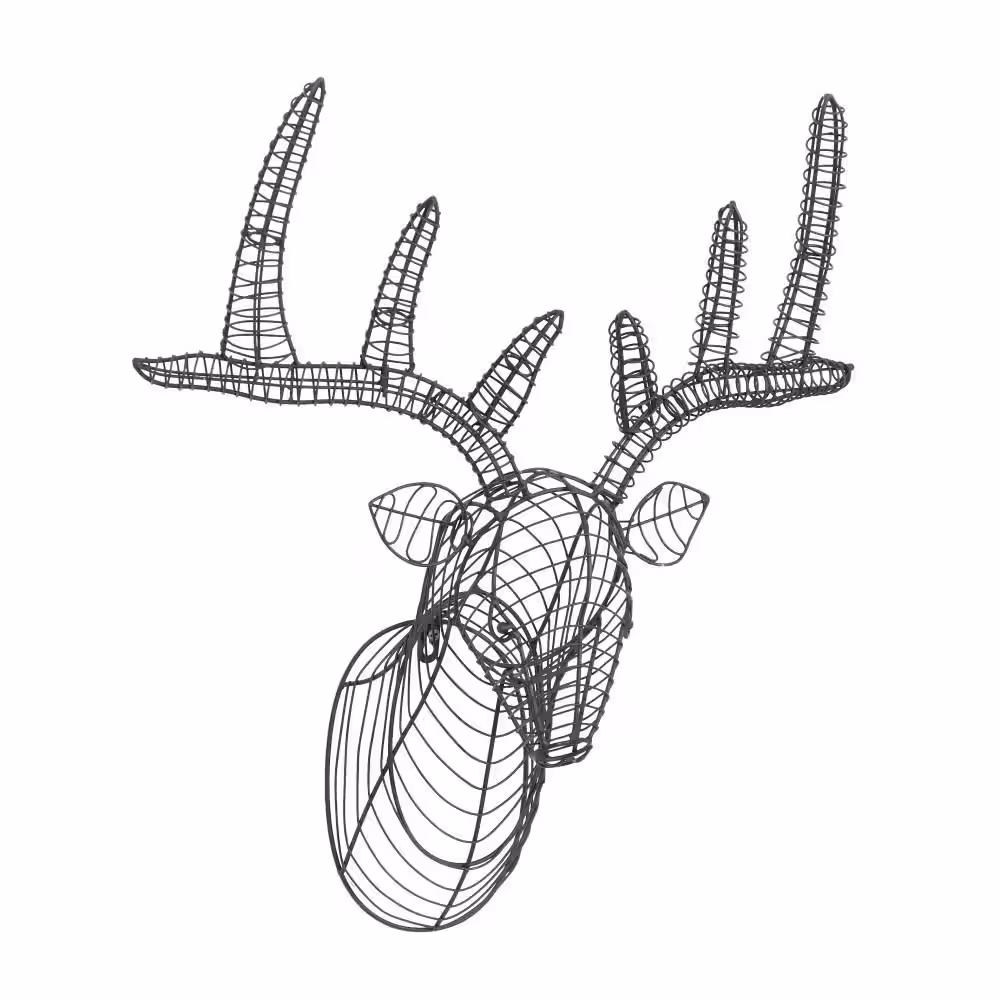 Litton Lane Metal Black Head Deer Wall Decor