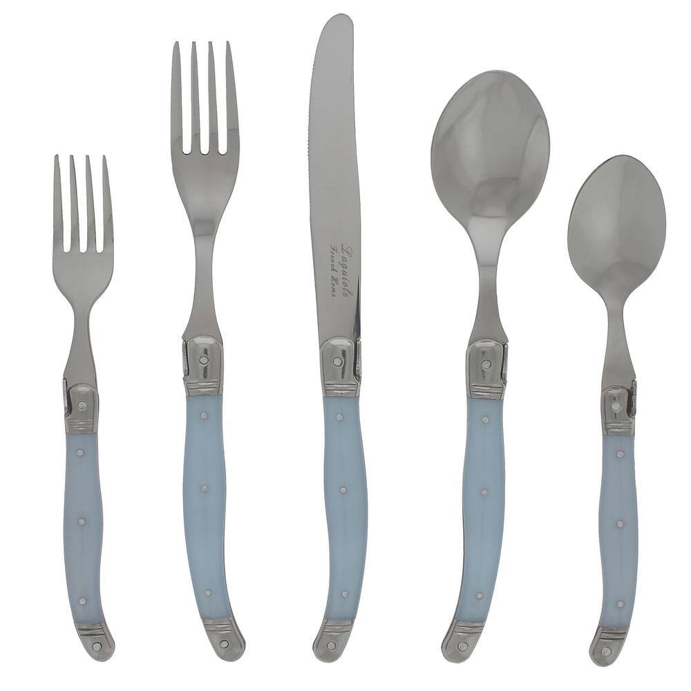 French Home Laguiole 20-Piece Stainless Steel/Ice Blue Flatware Set (Service for 4)