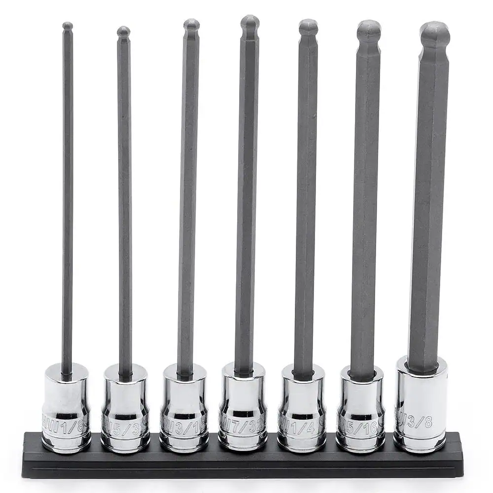 Husky 3/8 in. Drive SAE Long Ball Bit Socket Set (7-Piece)