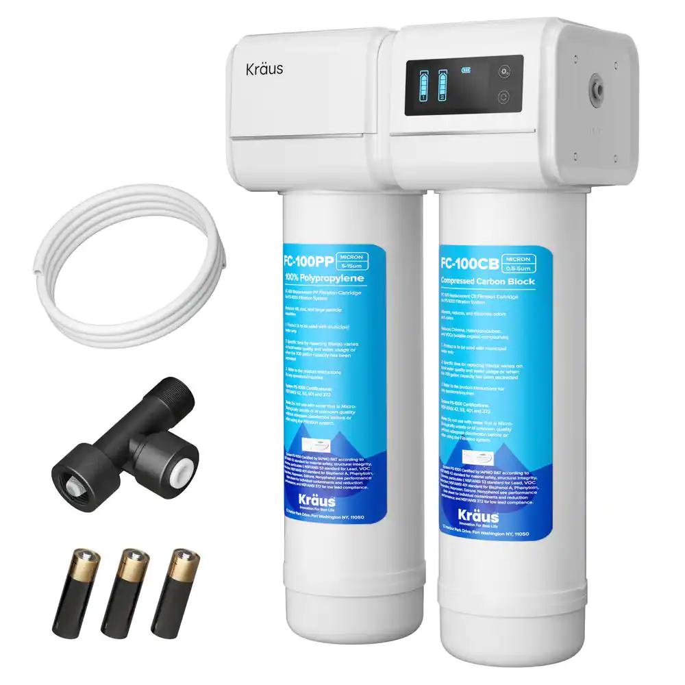 KRAUS Purita 2-Stage Carbon Block Under-Sink Water Filtration System with Digital Display Monitor