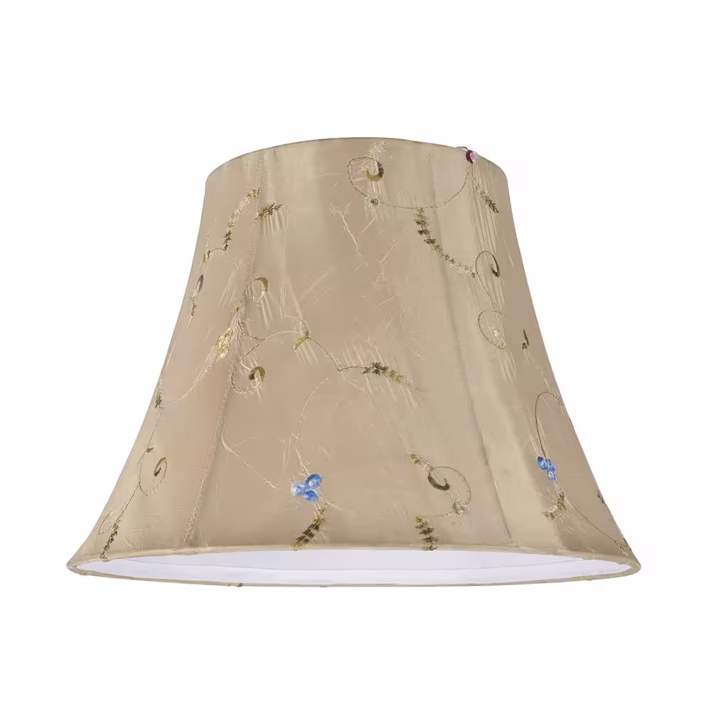 Aspen Creative Corporation 13 in. x 9.5 in. Gold and Floral Embroidered Design Bell Lamp Shade