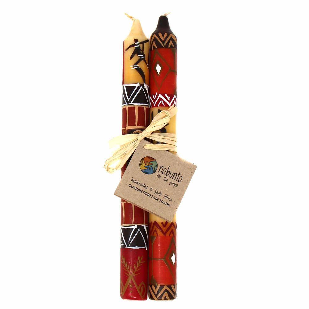 Global Crafts Brown Damisi Design Unscented Hand-Painted Dinner Candles (Set of 2)