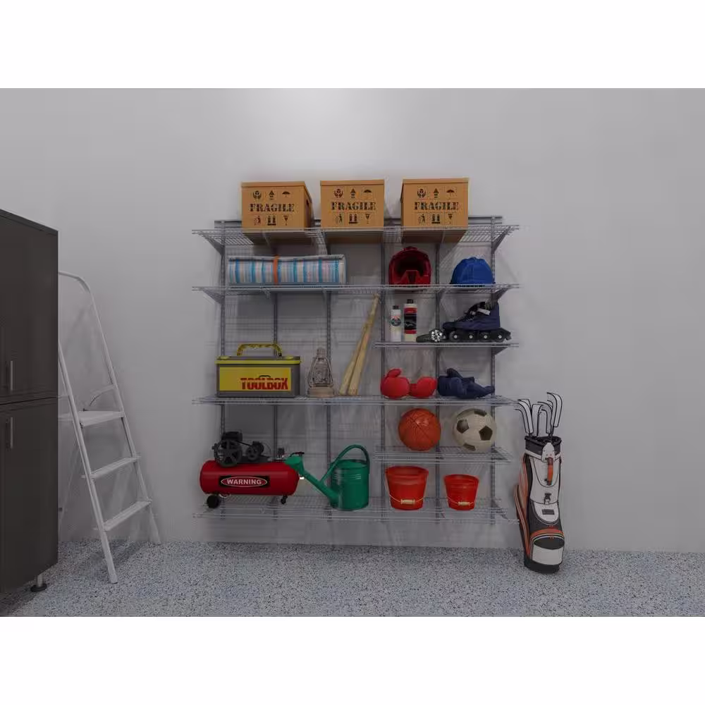 ClosetMaid Max Load Garage 6 ft. x 16 in. Satin Chrome Ventilated Wire Shelf System