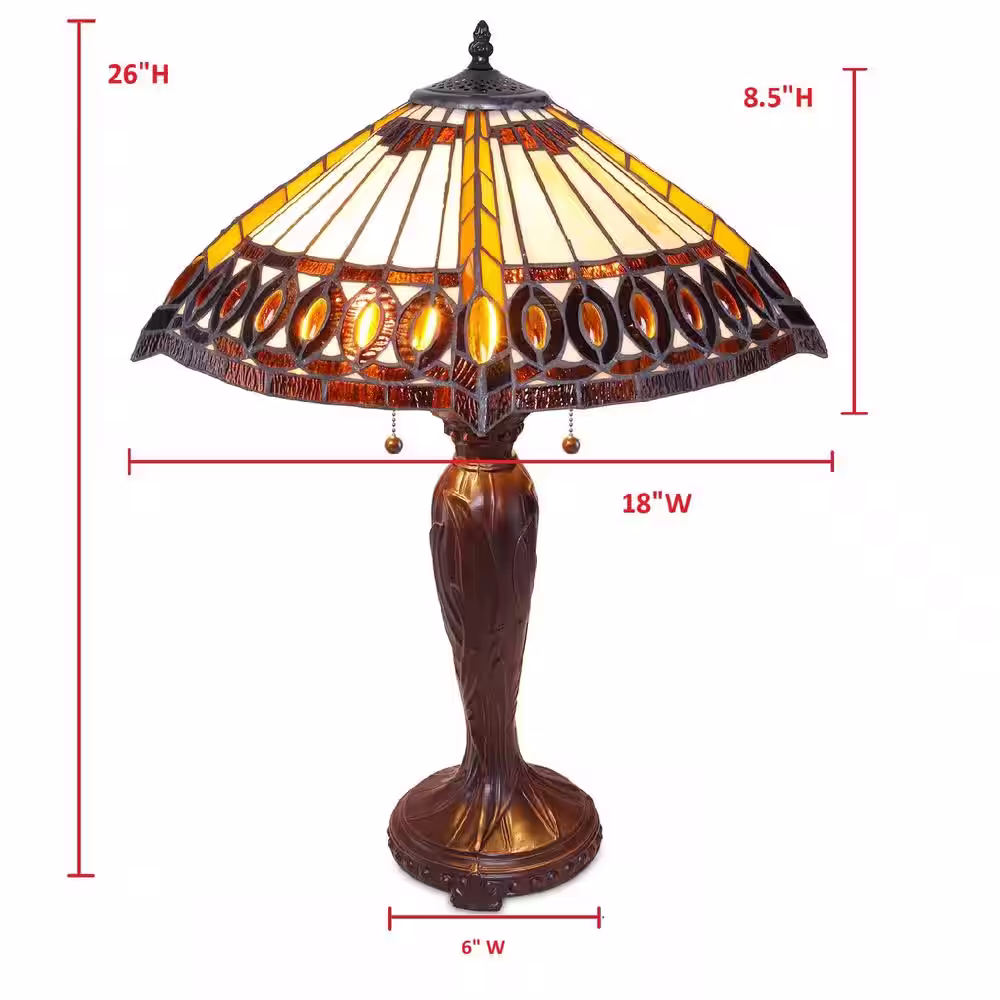 Serena D'italia Tiffany Amberjack 26 in. Bronze Table Lamp