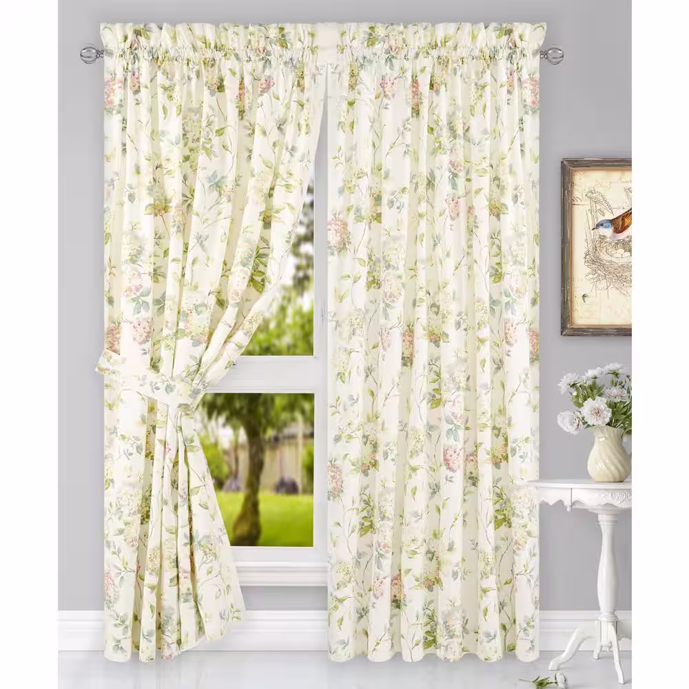 None Multi Floral Rod Pocket Room Darkening Curtain - 45 in. W x 63 in. L (Set of 2)