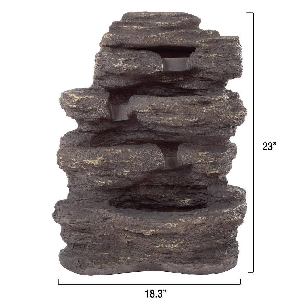 None Outdoor Water Fountain with Cascading Waterfall, Natural Looking Stone, and Soothing Sound for Lawn, Garden, or Patio