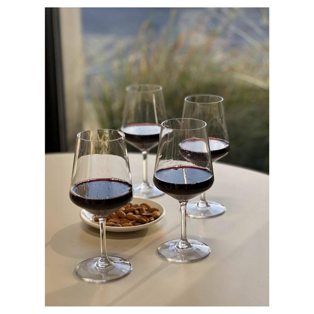 None 18 oz. Stemmed Acrylic Wine Glasses Set (Set of 4)