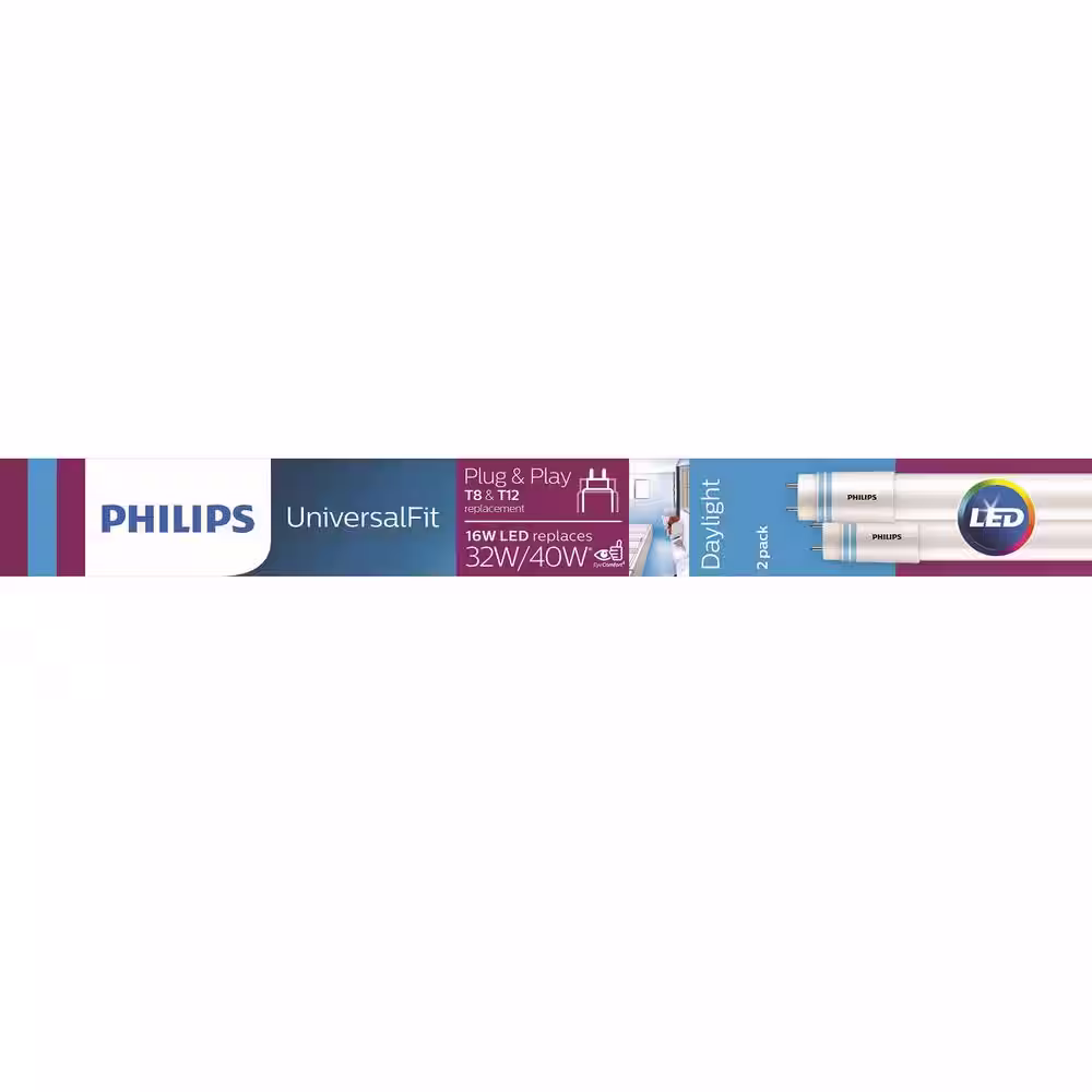 Philips 32W T8/40W T12 Equivalent 4 ft. Type A Linear Universal Fit Daylight LED Tube Light Bulb (5000K) (30-Pack)