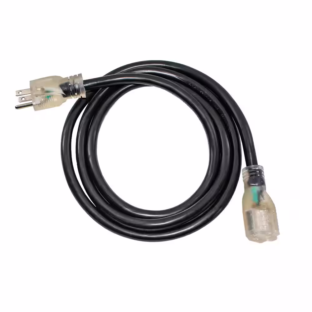 None 6 ft. 10/3 SJTW 15 Amp 125-Volt 1875-Watt 3 Prong Lighted End Indoor/Outdoor Black Heavy-Duty Extension Cord (2-Pack)