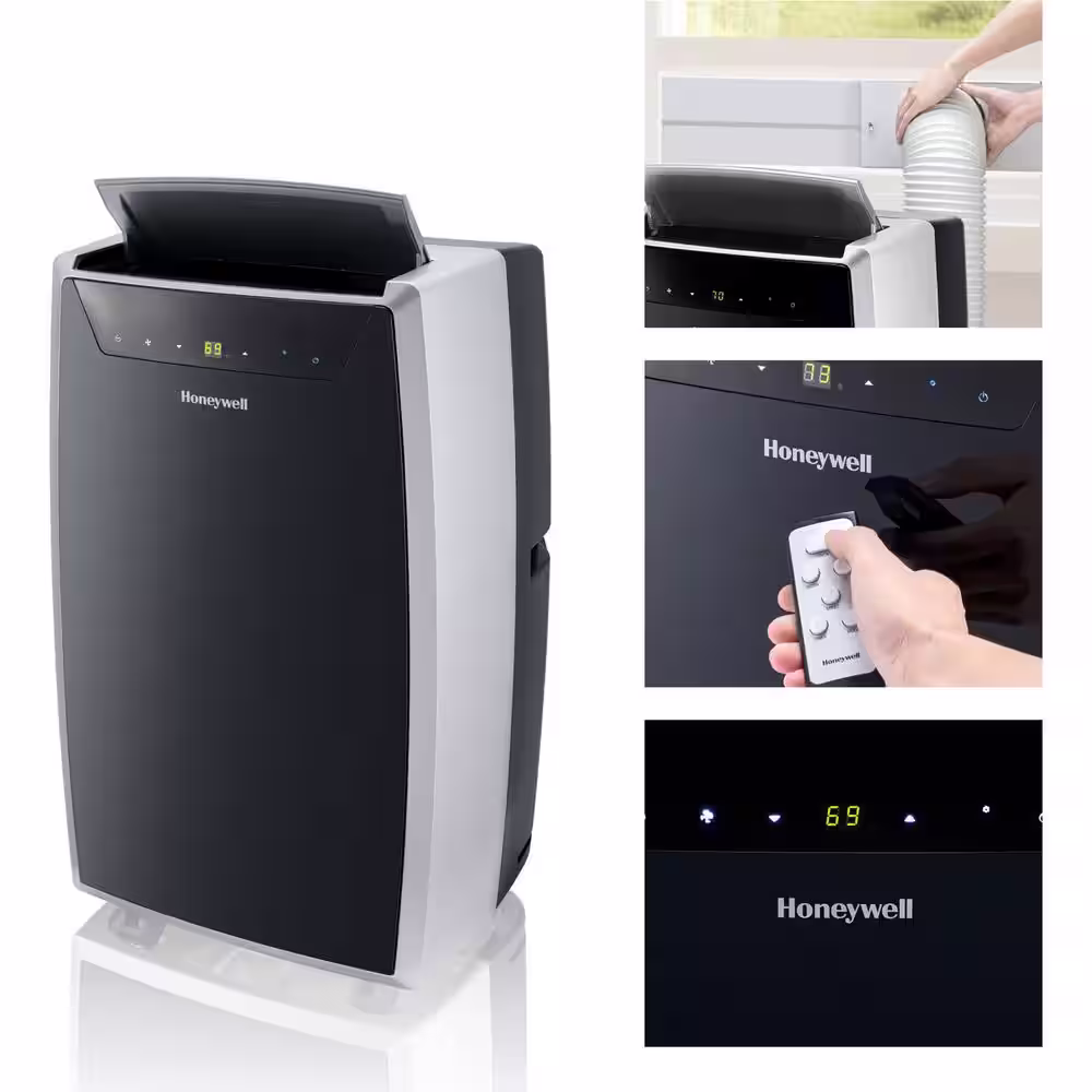 Honeywell 14,000 BTU (10,000 BTU DOE) Portable Air Conditioner with Dehumidifier in Black and Silver