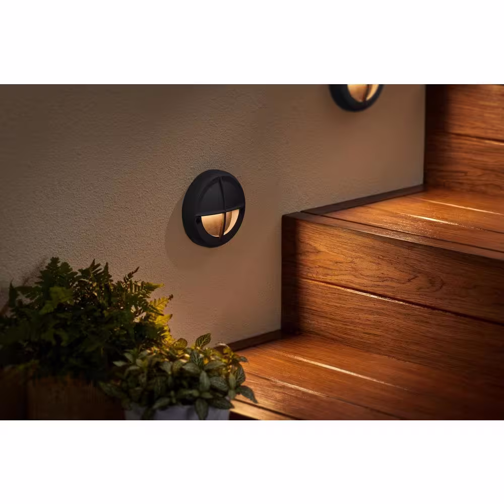 Hampton Bay Marion 10-Watt Equivalent Low Voltage Black Hardwired LED Weather Resistant Outdoor Stair Light
