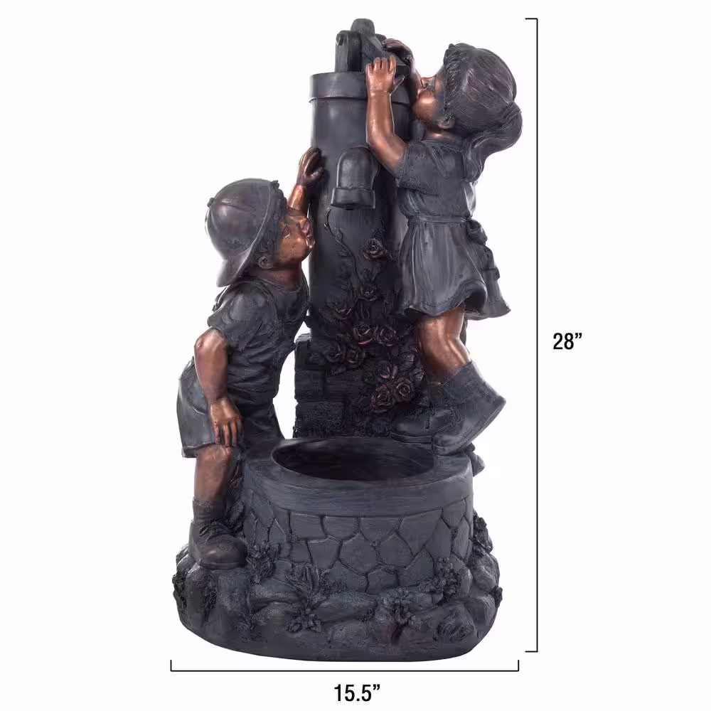 Pure Garden Outdoor Antique Cascading Water Fountain with Boy and Girl