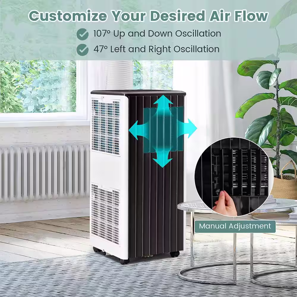 Gymax Portable Air Conditioner 10000 BTU 3-in-1 AC Unit with Humidifier and Sleep Mode Black