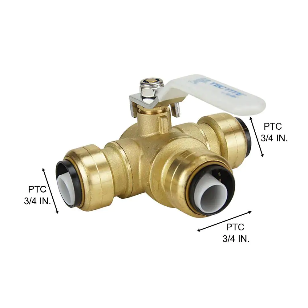 Tectite 3/4 in. Brass Push-To-Connect 3-Way Ball Valve