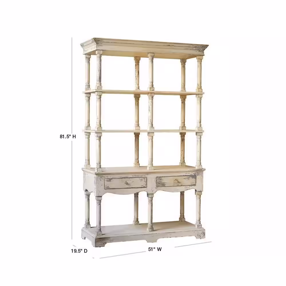 A & B Home 81.5 in. White Wood 4-shelf Accent Bookcase with Open Back