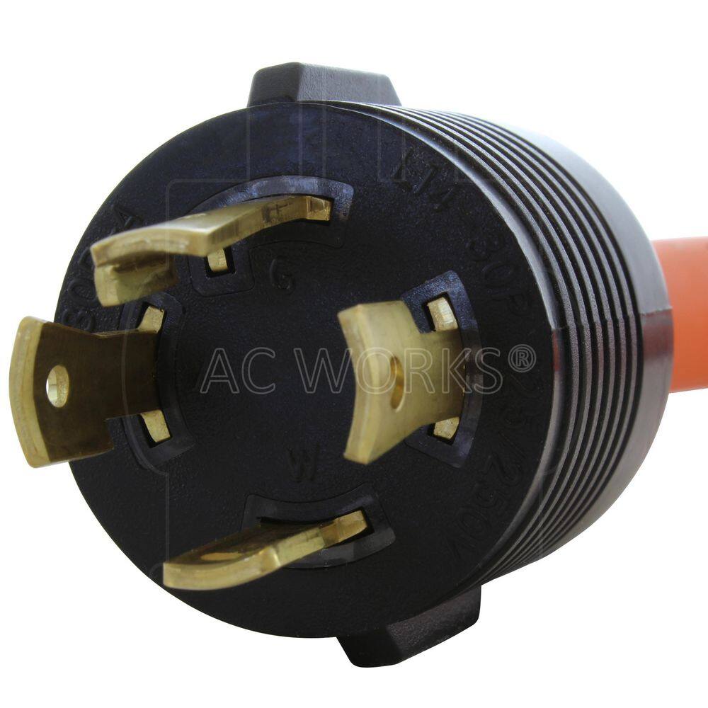 AC WORKS 1.5 ft. L14-30P Generator 4-Prong 30 Amp Plug to (4) NEMA 5-15/20R 20 Amp Household Female Connectors Adapter Cord