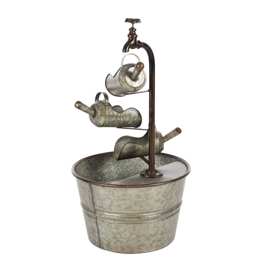 Litton Lane Gray Indoor and Outdoor Fountain with Watering Cans