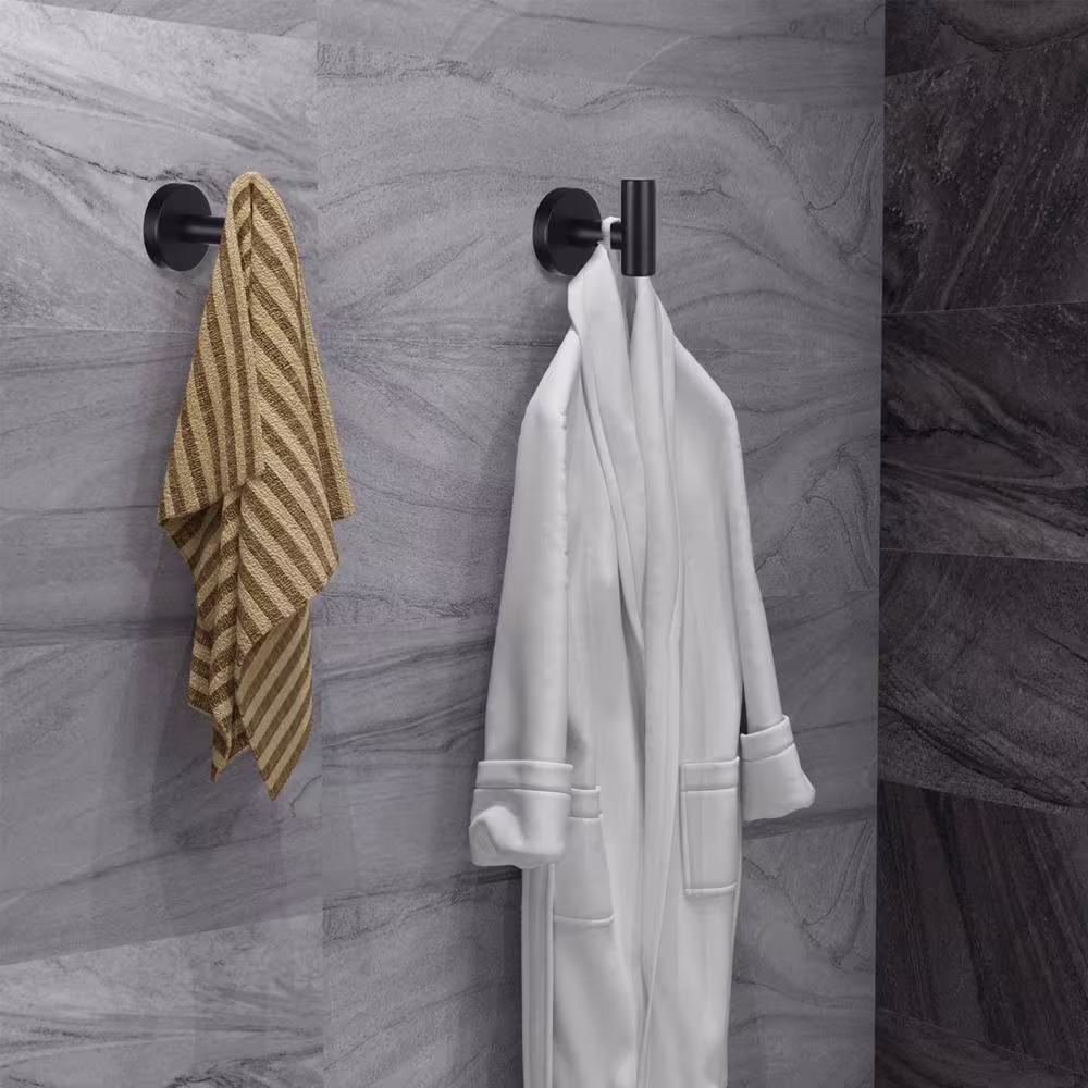 ATKING 4-Pieces Wall-Mounted Stainless Steel Bathroom Robe Hook in Matte Black