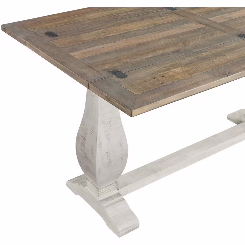 Martin Svensson Home Napa 60 in. White Stain/Reclaimed Natural Standard Rectangle Wood Console Table with Pedestal