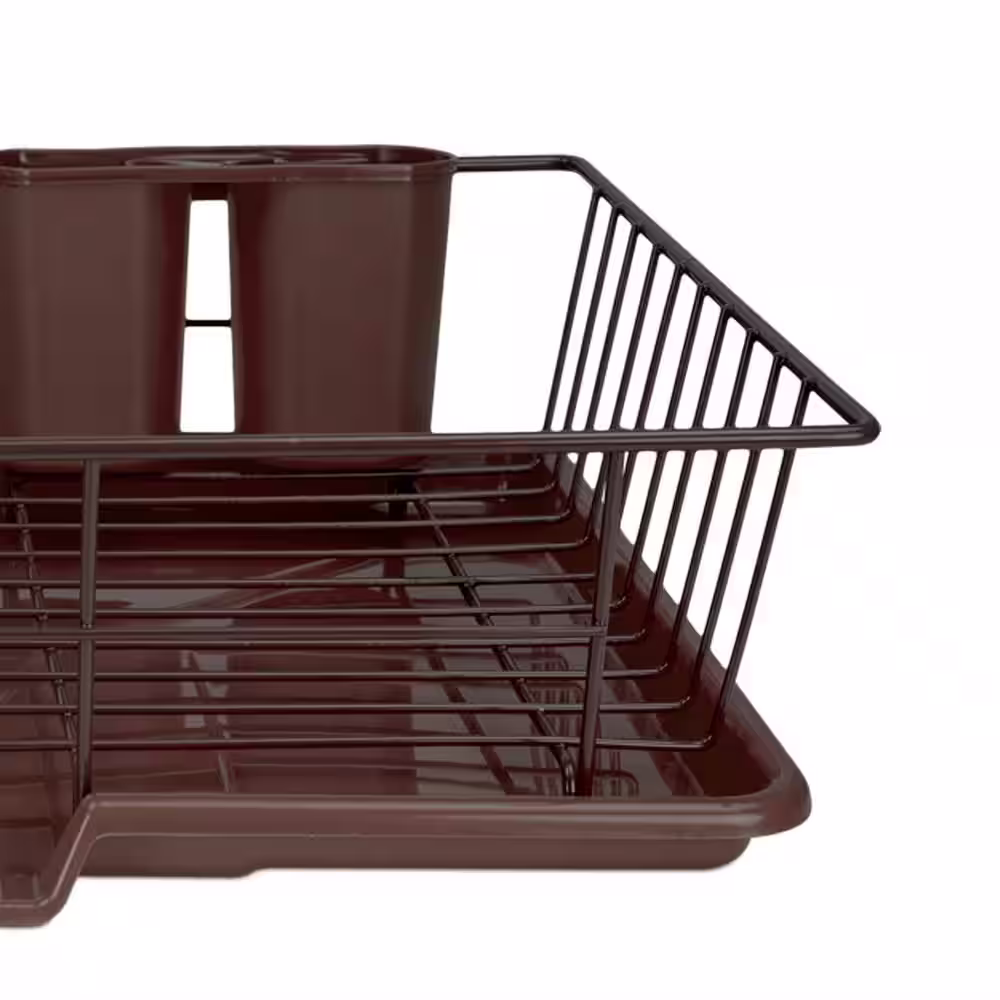 Home Basics Dish Drainer Set in Bronze with Drip Tray (3-Piece)